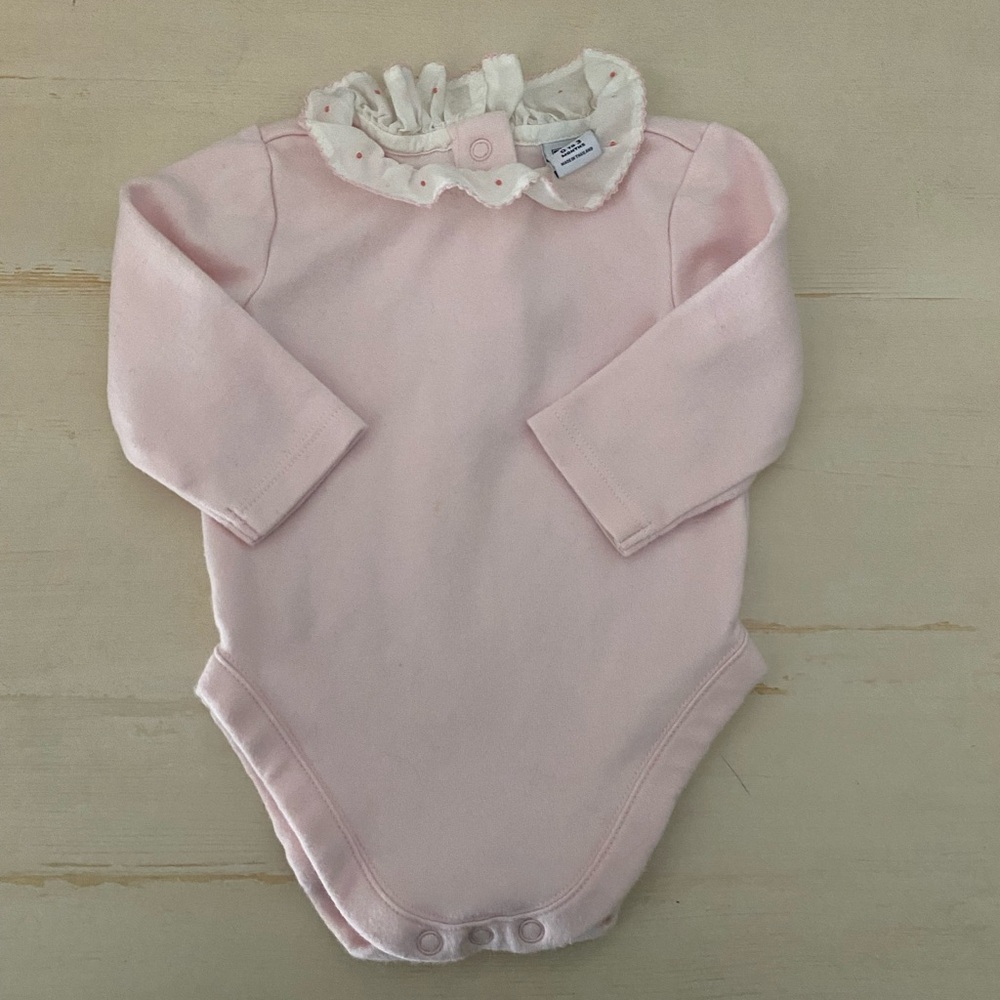 Janie and Jack Light Pink Ruffle Collar Bodysuit